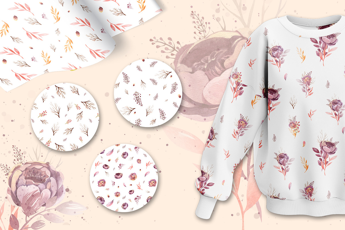 Autumn Floral Watercolor Clipart, a Decorative Illustration by LenArt (Photo 14 of 18)