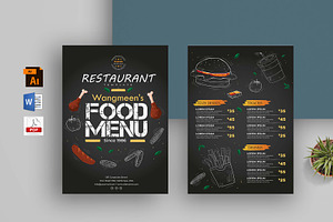 Restaurant Food Menu | Word & Ai, a Flyer Template by obayes