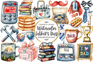 Watercolor Father's Day Clipart, an Illustration by OK Design
