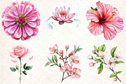 Watercolor Pink Flowers Gardens Clip, an Illustration by DreamCafeArt (Thumbnail 2 of 7)
