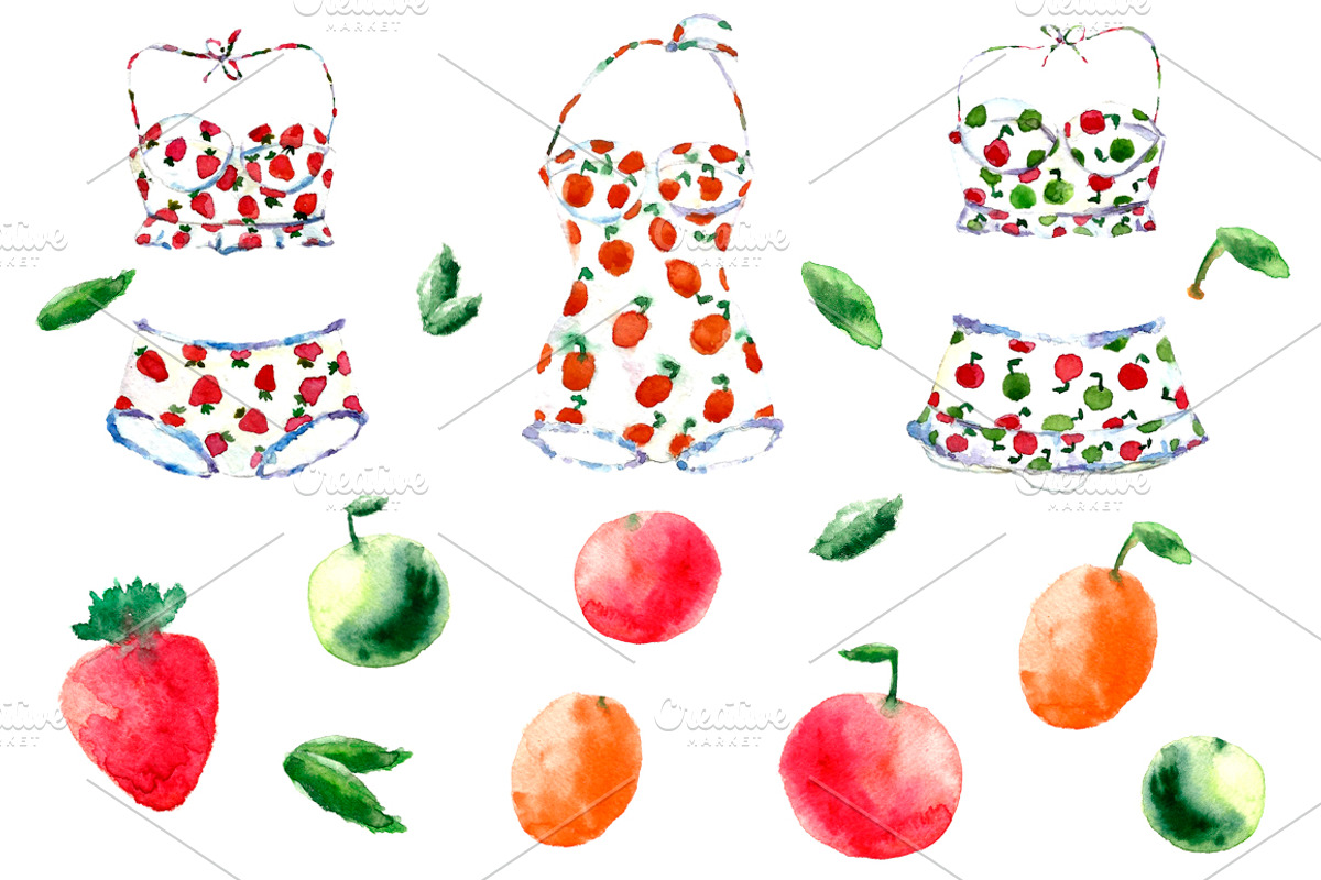 Summer swimsuits and fruts., an Illustration by Vikeriya (Photo 2 of 4)