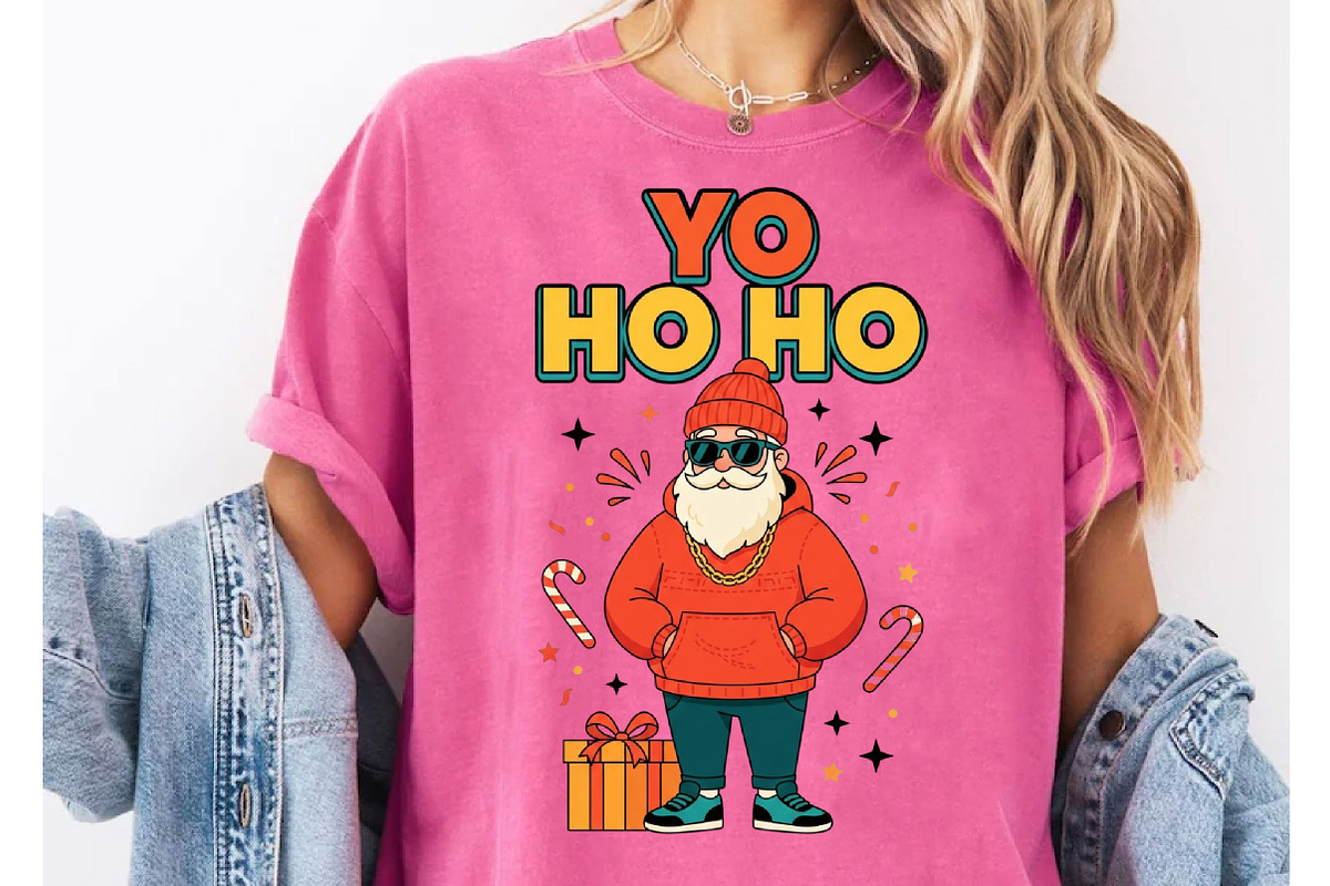Cool Santa Yo Ho Ho Christmas TShirt, a Seasonal Illustration by DreamCafeArt (Photo 4 of 6)