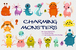 Charming Monsters Clipart & Patterns