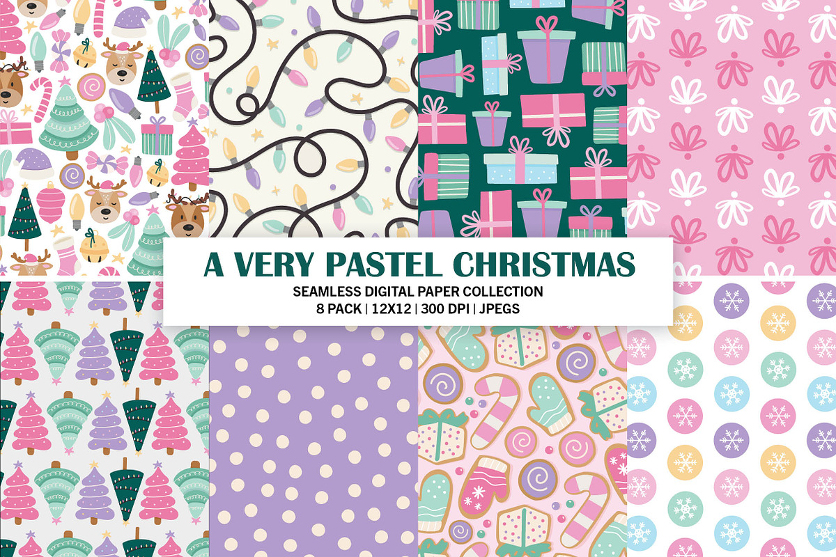 Pastel Christmas Seamless Pattern, a Pattern Graphic by Alanna Messina Design Co (Photo 1 of 8)