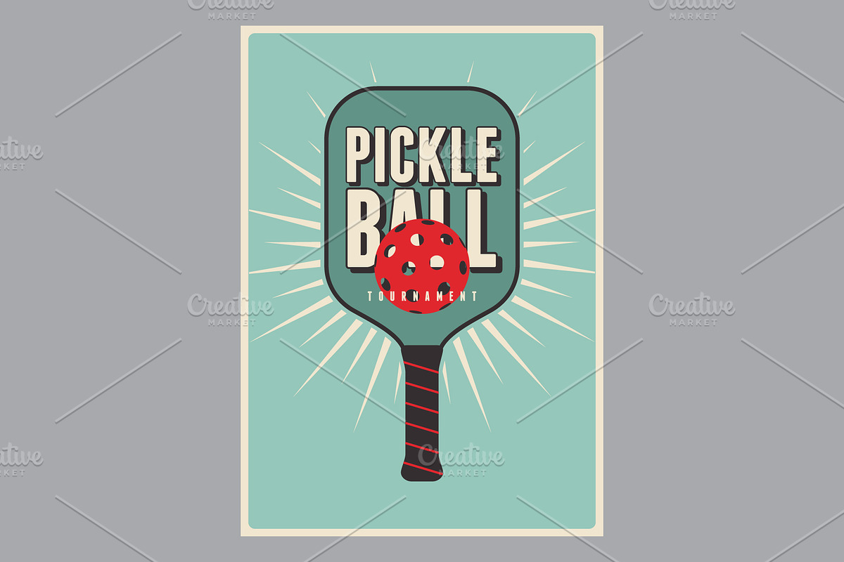 Pickleball retro vector poster set., a Sport Illustration by PoPaShop (Photo 4 of 10)