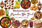 Watercolor Ramadan Iftar Food PNG, a Food Illustration by Libby Wishes (Thumbnail 1 of 7)