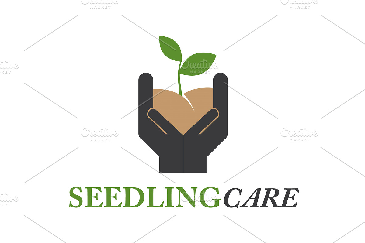 Two hands hold soil sprouting plant, an Object Illustration by LogosDen