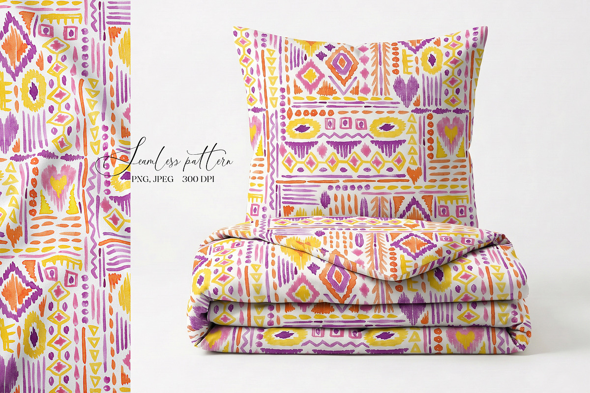 Watercolor Tribal Geometric Pattern, a Pattern Graphic by SirenaArt (Photo 10 of 14)