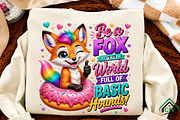 Rainbow Fox Donut Cheer PNG, a Seasonal Illustration by Craft Nest (Thumbnail 2 of 5)