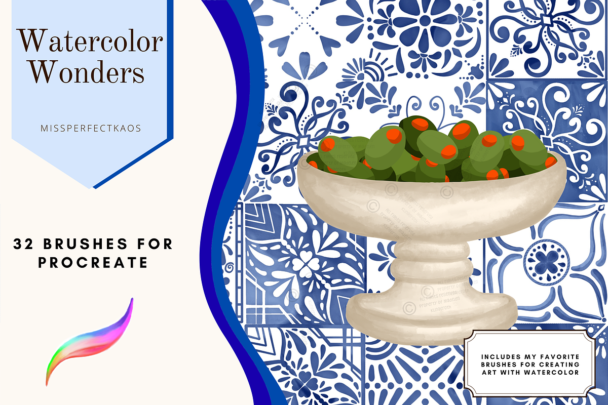 Watercolor - 32 Procreate Brushes, a Brush Add-On by MissPerfectKaos (Photo 6 of 9)