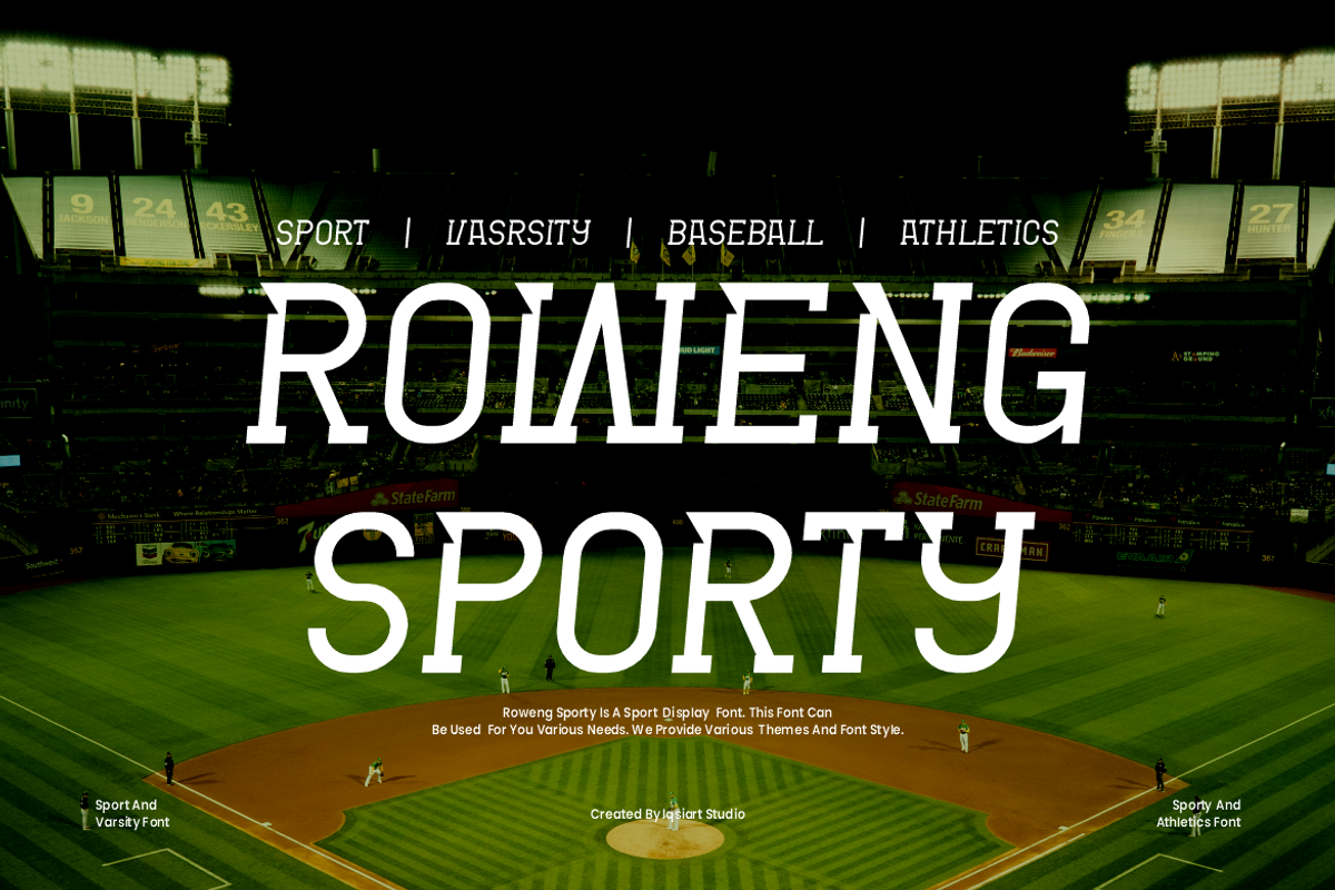 Roweng Sporty - Baseball Font, a Slab Serif Font by Iqsiart Studio (Photo 1 of 7)