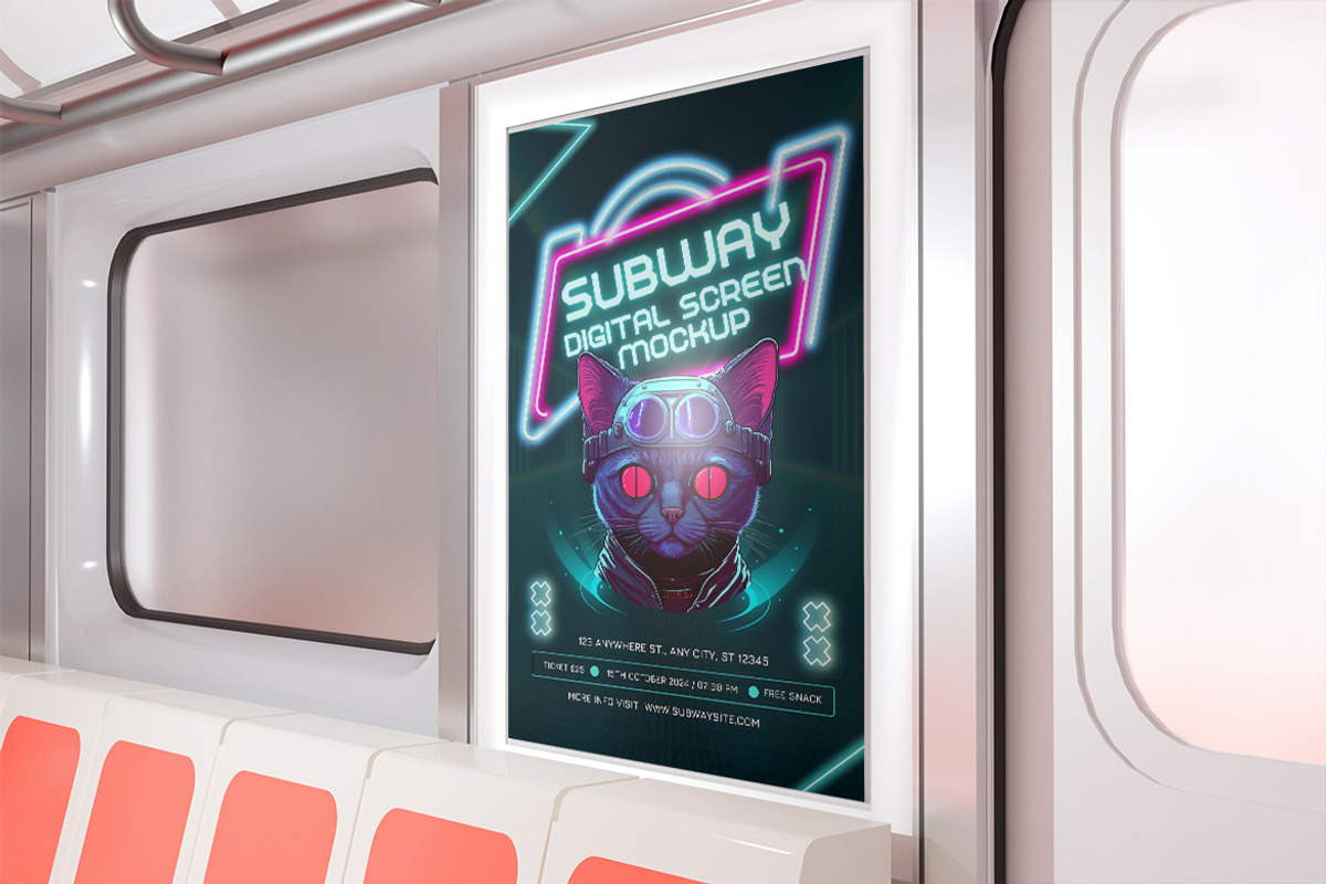 Subway Digital Screen Mockup, an Advertising Mockup by HanaSaka_Studio (Photo 3 of 5)