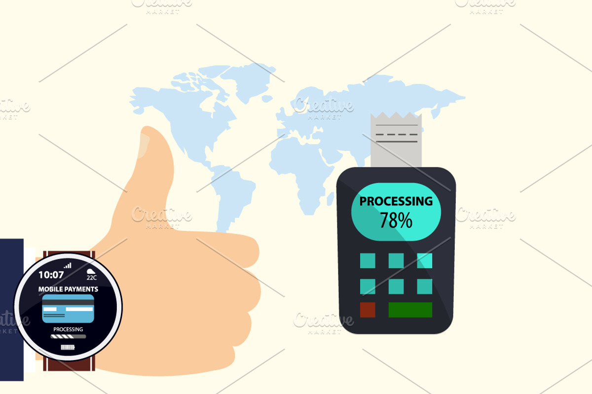 smart watches, phones and payments., a Finance Illustration by pashigorov (Photo 6 of 6)