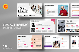 Social Strategy PowerPoint Template, a Presentation Template by Design Vault