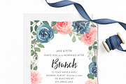 Blush and Navy Watercolor Florals, a Work Illustration by Momo Studio (Thumbnail 6 of 12)