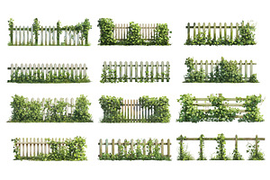 Set of cartoon fences of different, an Illustration by LadadikArt