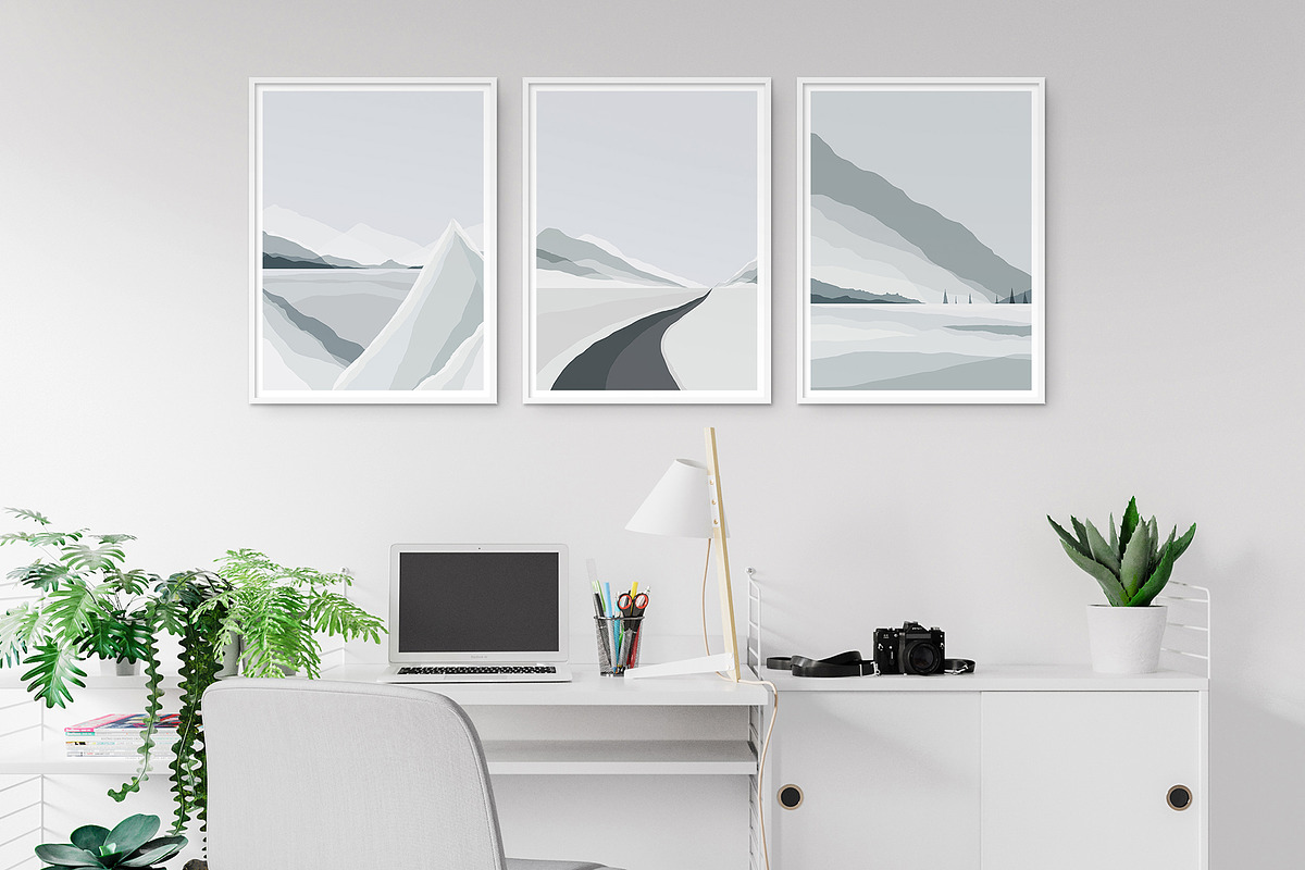 Set  of 3 Abstract Winter Prints., a Background Graphic by ElenKoss (Photo 2 of 8)