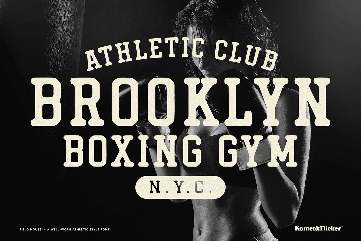 Field House - A Rustic Athletic Font, a Slab Serif Font by Komet & Flicker (Photo 8 of 14)