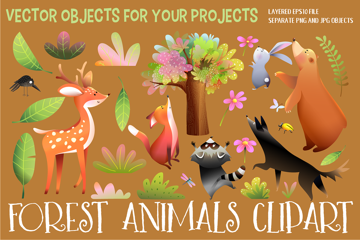Forest Animals and Nature ClipArt, an Animal Illustration by Popmarleo Shop (Photo 1 of 2)