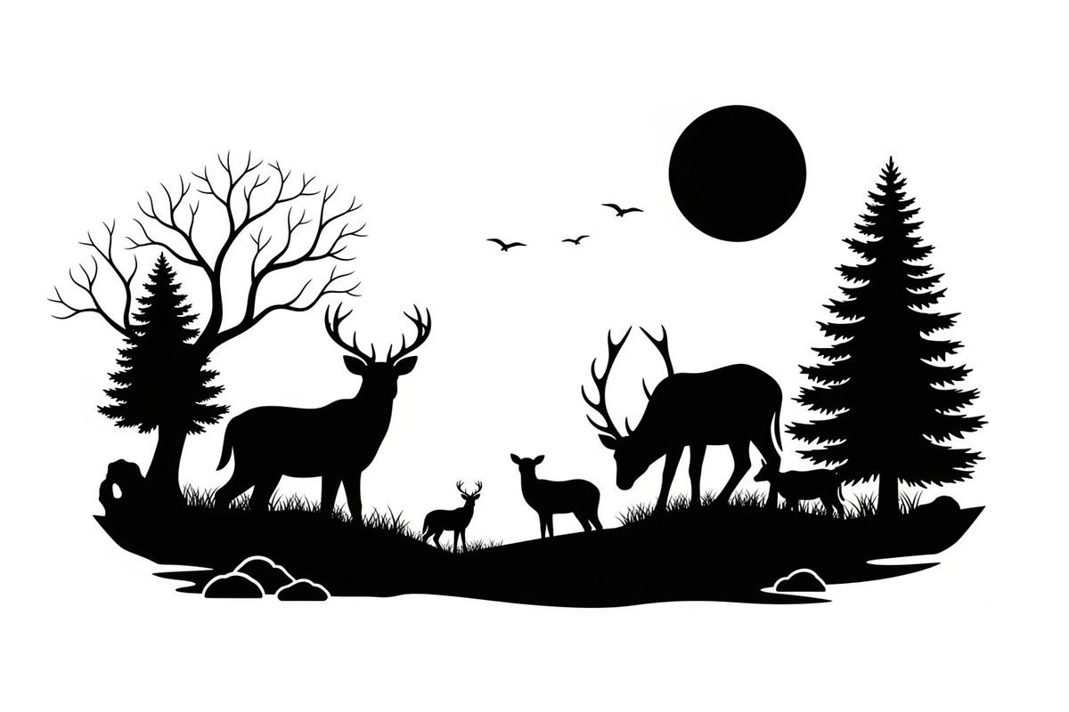 Wildlife Forest Silhouette Vector Bu, an Illustration by Designs_River (Photo 11 of 51)