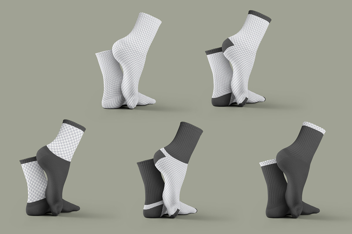 7 Mockups Socks in the 3D Style, a Bottom Mockup by Grow Design Craft Studio (Photo 5 of 7)