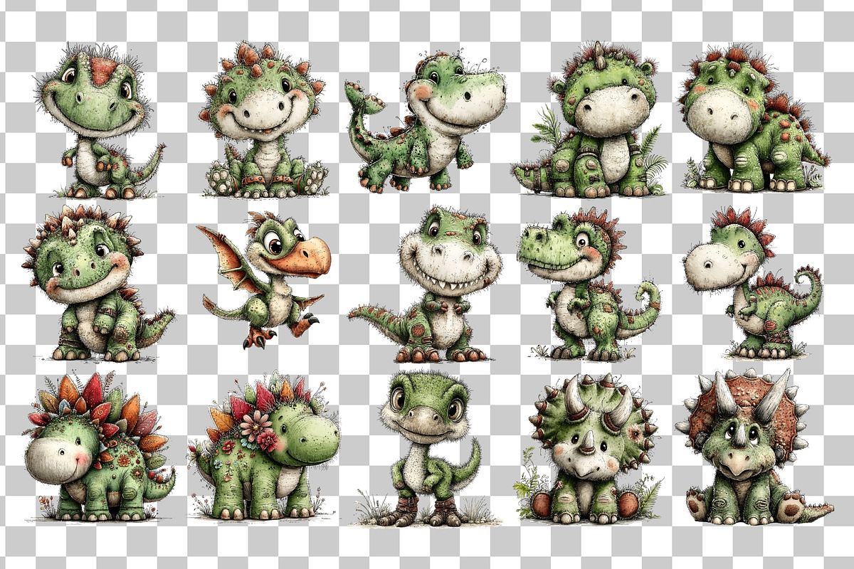 Dinosaur Watercolor Clipart PNG Set, an Animal Illustration by Nicolle's Colorful Art (Photo 3 of 3)