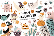 Cute Halloween clipart & patterns, a Seasonal Illustration by JulzaArt (Thumbnail 1 of 13)
