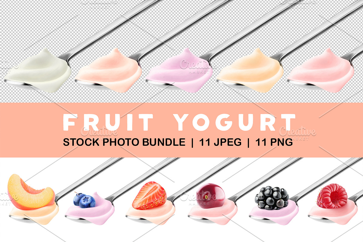 Fruit yogurt collection, an Object Graphic by Fruits+Veggies (Photo 1 of 5)