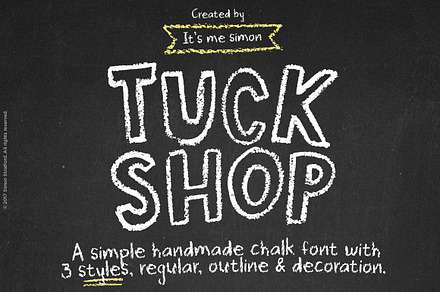 Chalkboard font Tuck Shop display, a Font by Itsmesimon