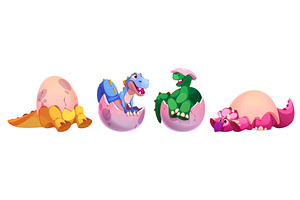 Cute dinosaur reptiles hatching from, an Animal Illustration by art PVP - market