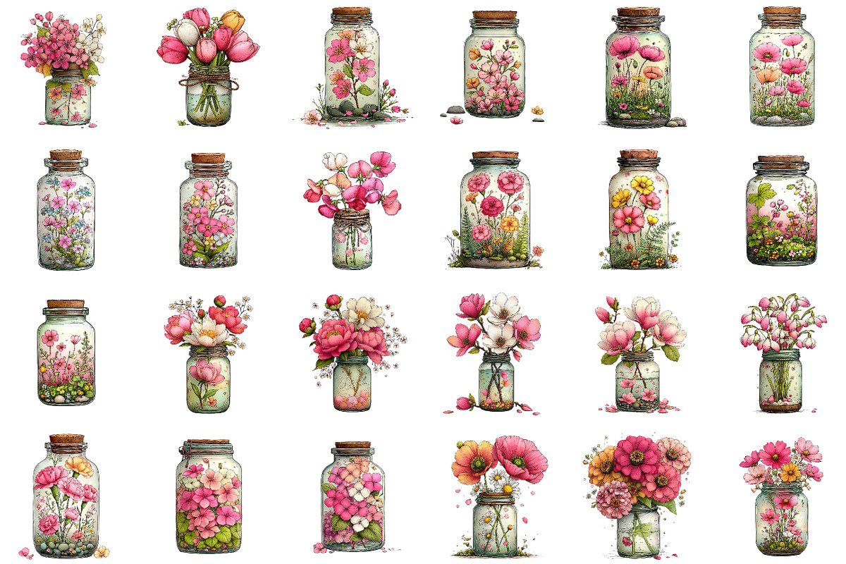 Spring Flowers Jar Clipart, an Illustration by Sublimation Artist (Photo 2 of 7)