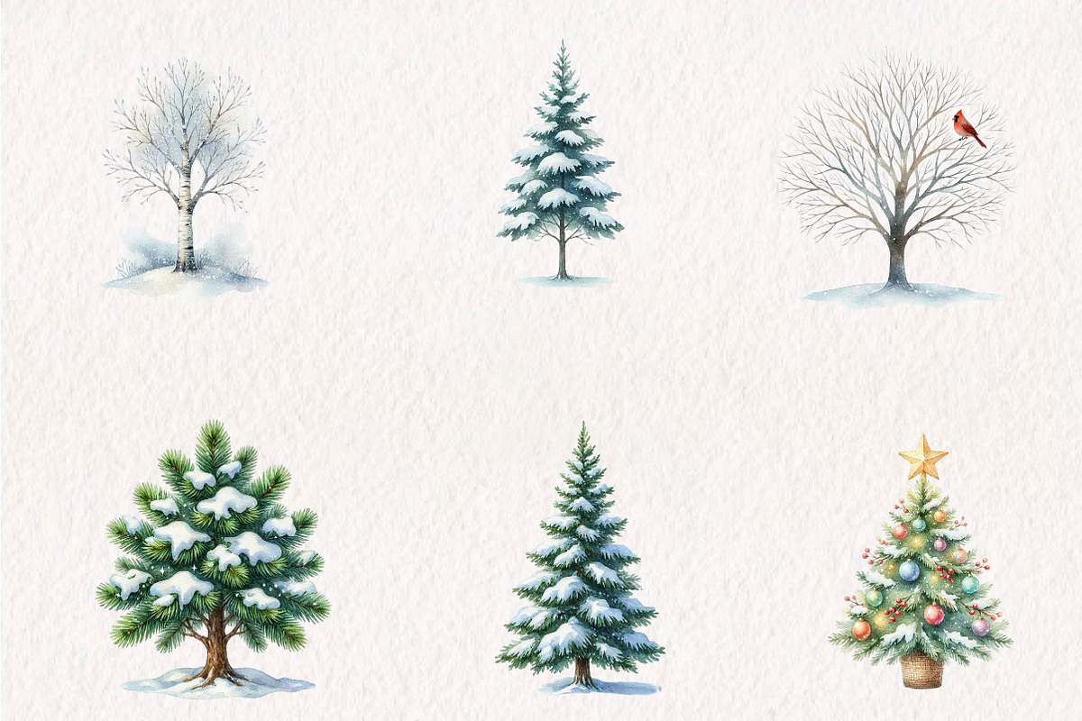Winter Trees Collection, a Seasonal Illustration by CreationArt (Photo 4 of 7)