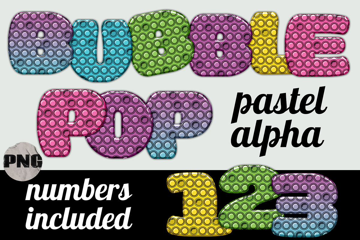 Pastel Bubble Pop Alphabet PNG Set, an Object Illustration by AlexandHer Digital Art (Photo 1 of 5)