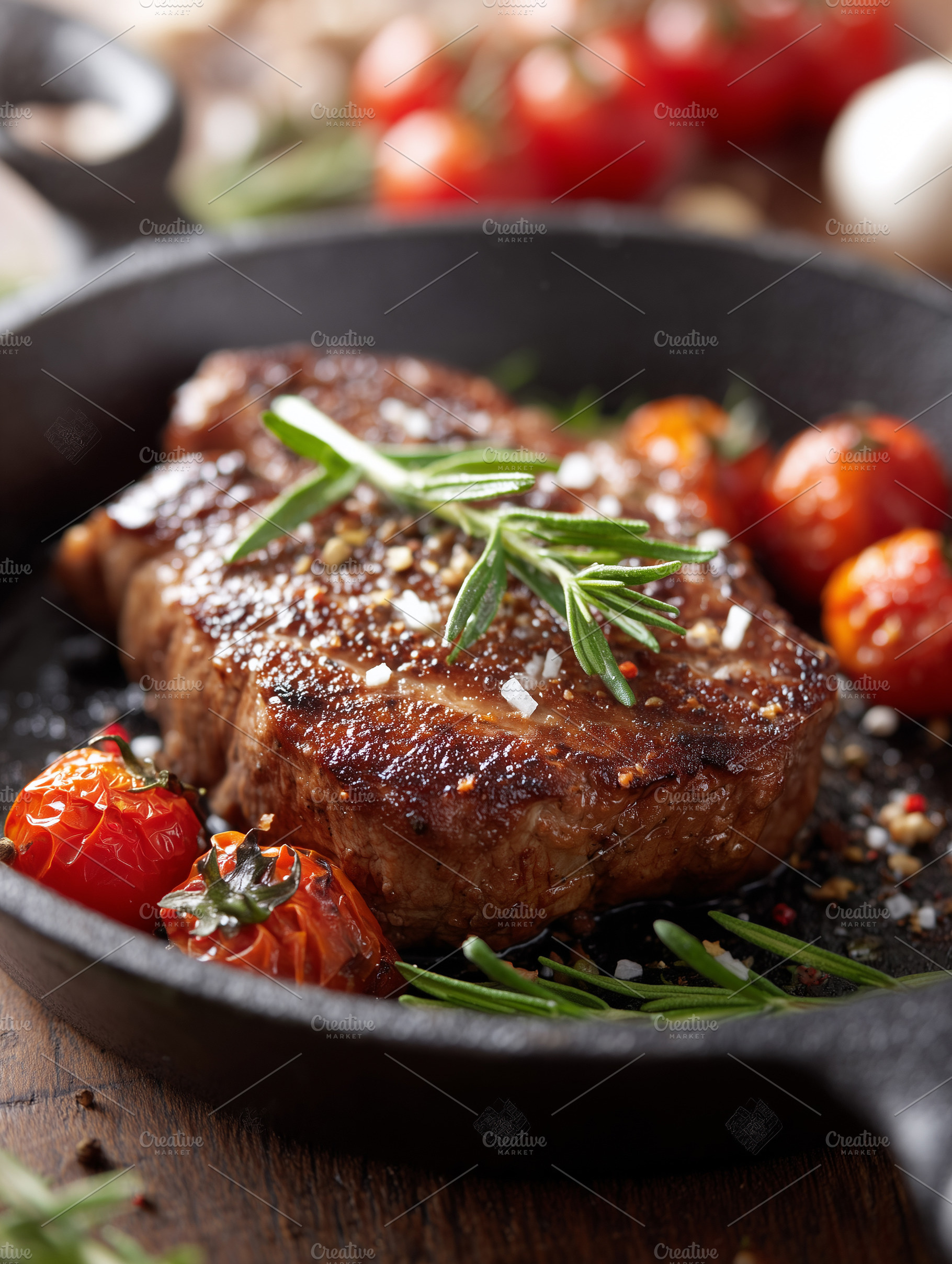 Juicy grilled beef steak with salt, a Food & Drink Photo by MistyDay