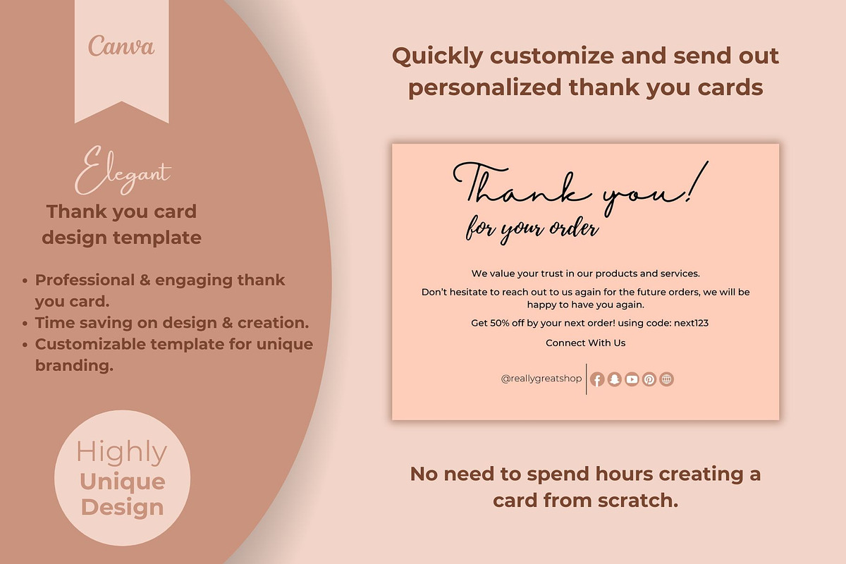 Simple thank you card template canva, a Card Template by DesignArts (Photo 1 of 4)