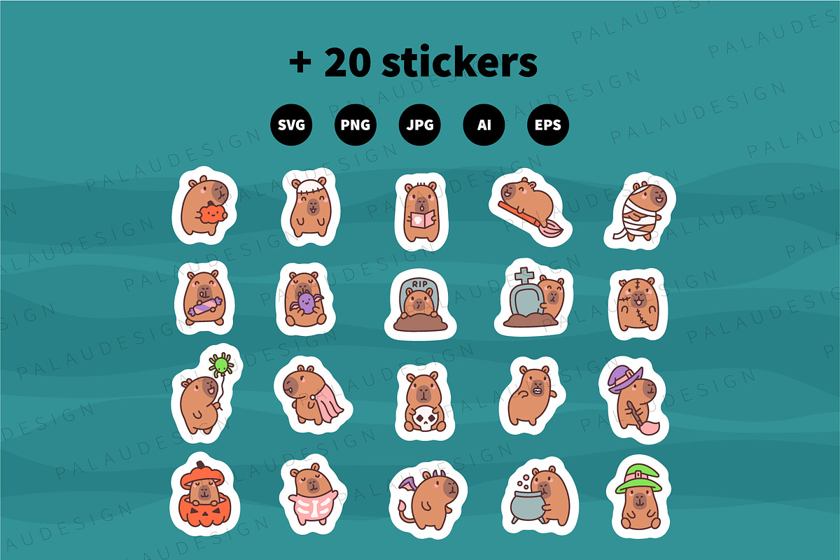 Halloween Capybara Clipart, a Seasonal Illustration by Palau (Photo 9 of 9)