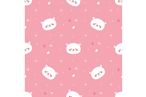 Funny kawaii bear seamless pattern, an Animal Illustration by Valerie Bodnar