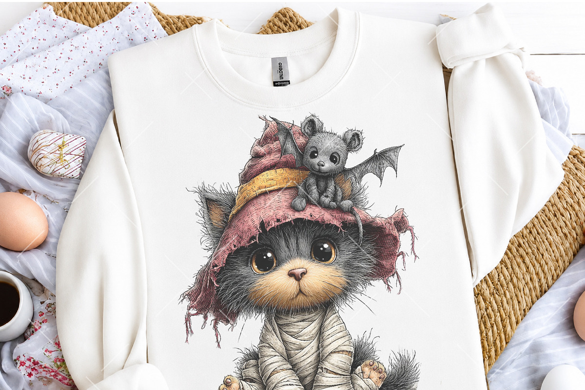 Halloween Mummy Cat Clipart, a Seasonal Illustration by OK Design (Photo 5 of 6)