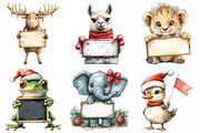 Animals Holding Merry Christmas Sign, an Illustration by Craft Nest (Thumbnail 4 of 6)