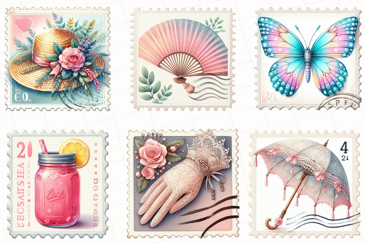 Coquette Summer Postage Stamp, an Illustration by OK Design (Photo 3 of 5)