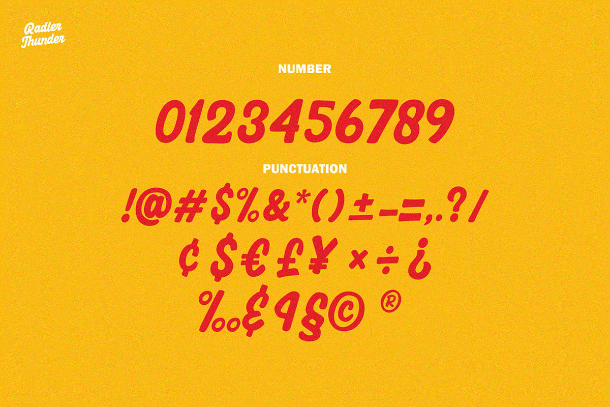 Radler Thunder – Bold Retro Script, a Font by typeline studio (Photo 8 of 9)
