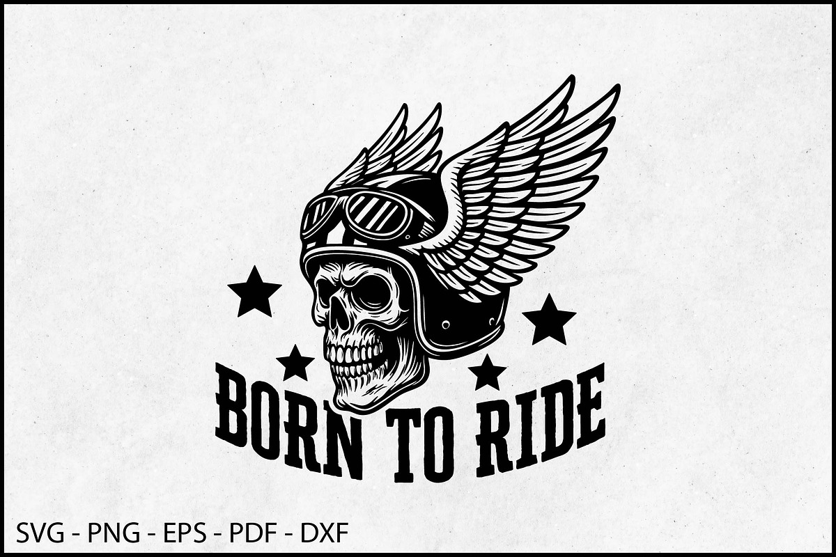 Born To Ride Winged Skull Biker SVG, an Object Graphic by BeeCraftR (Photo 4 of 5)