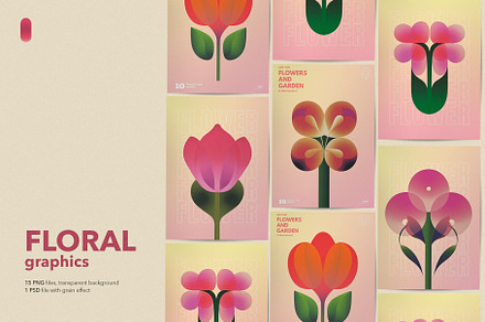 Abstract modern floral graphics.