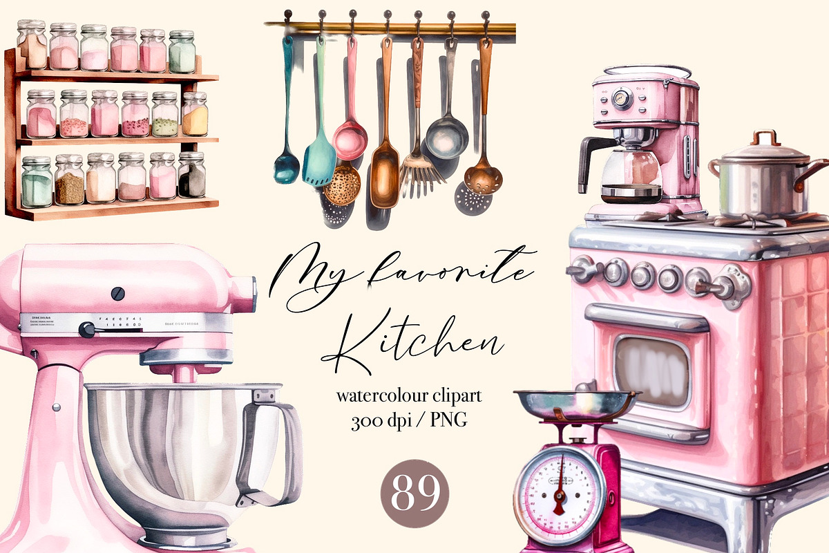 My Favorite kitchen, Vintage clipart, a Food Illustration by Hello My Print (Photo 1 of 10)