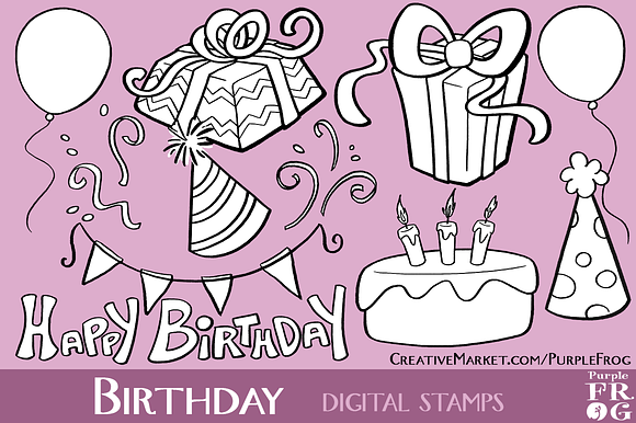 Birthday Digital Stamps Brushes
