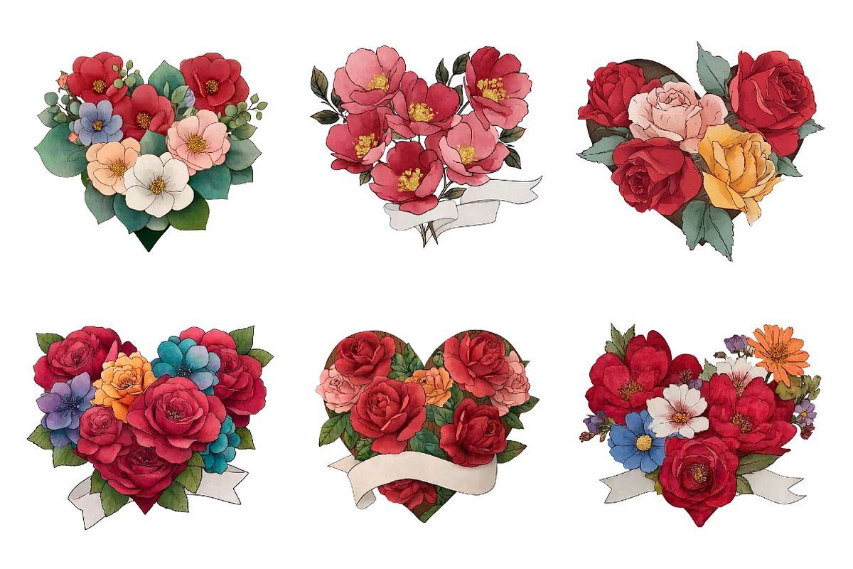 Vintage Floral Heart Clipart Sublima, an Illustration by DreamArtGraphic (Photo 4 of 4)