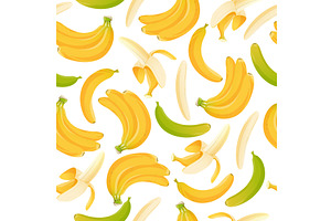 Ripe and green bananas seamless, a Food Illustration by Vectorbuum