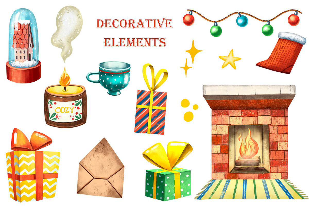 Christmas Story - Clipart Set, an Illustration by Mashamashastu (Photo 6 of 13)