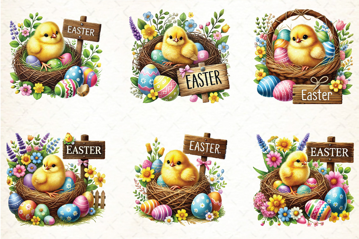 Watercolor Cute Easter Chick Clipart, an Illustration by DreamCafeArt (Photo 2 of 4)
