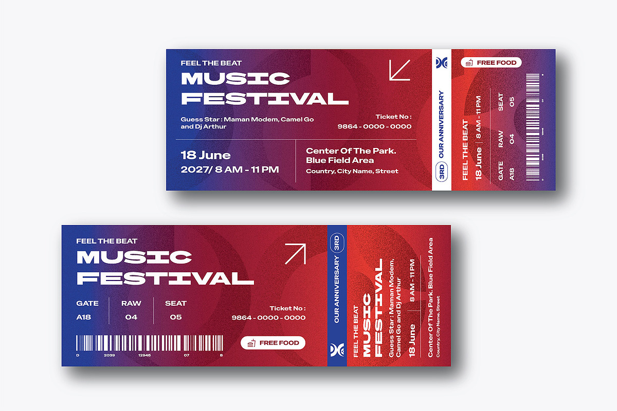Gradient Music Festival Ticket Temp, a Stationery Template by Siska Arista (Photo 2 of 2)
